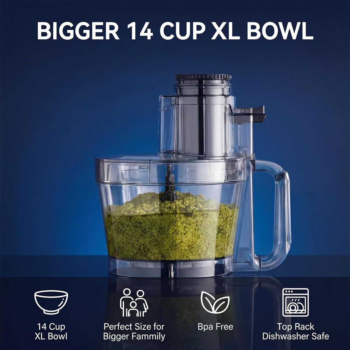 Magiccos 14-Cup Food Processor: Slice, Shred & Chop with Ease