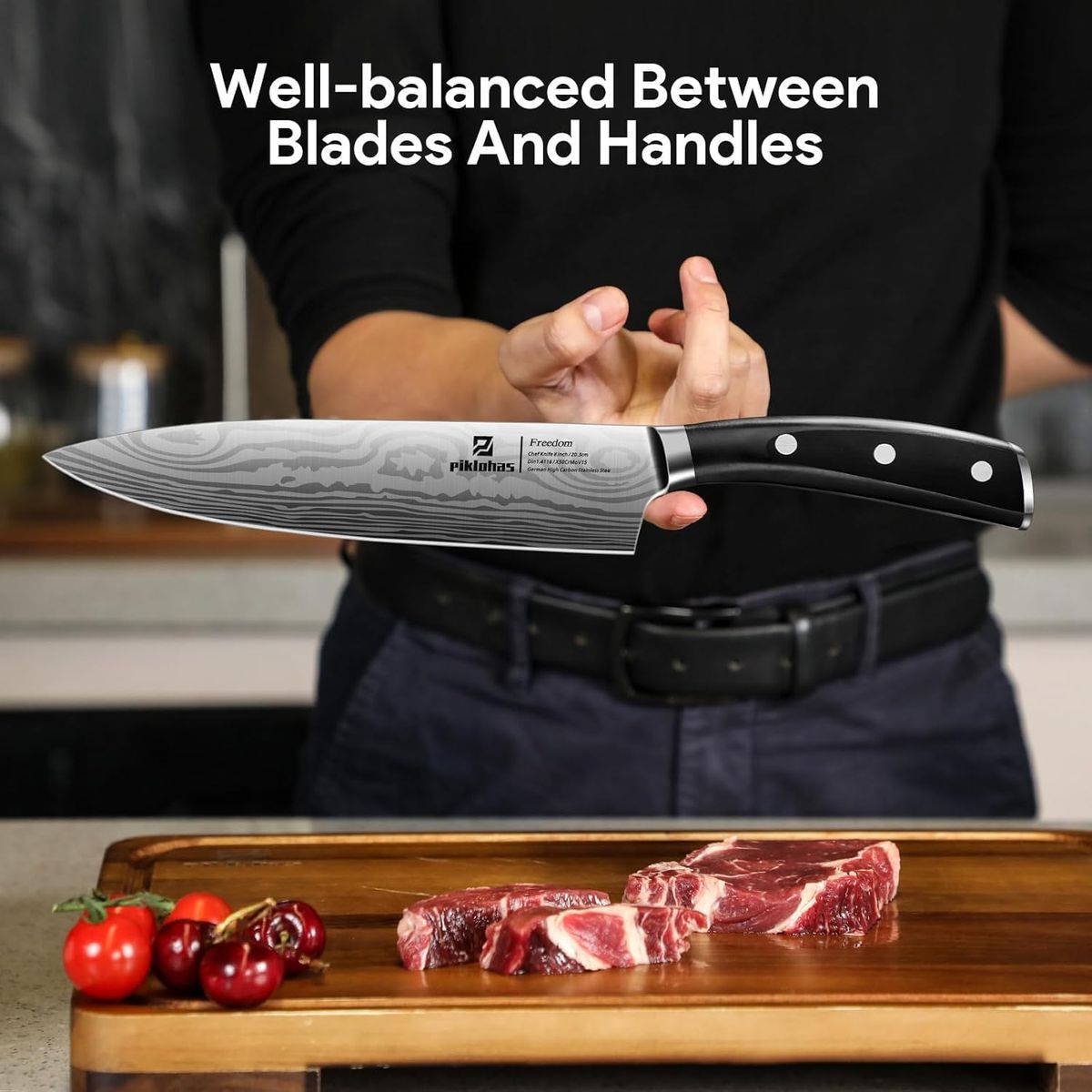 Piklohas Damascus Chef Knife Set – 17 Pieces with Magnetic Holder