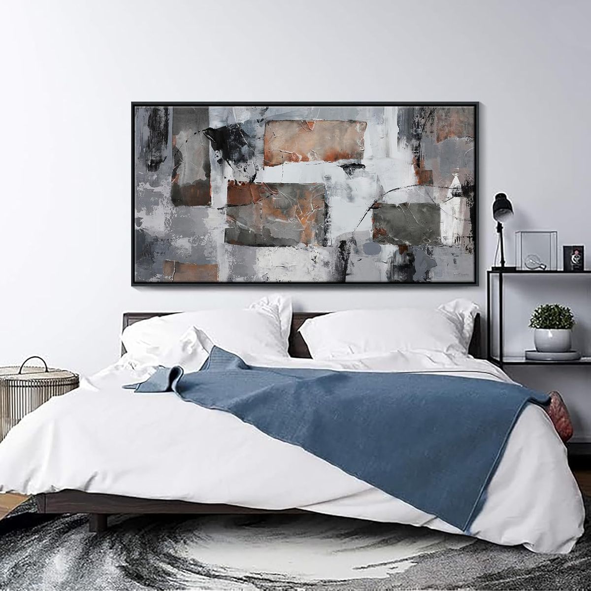 Pogusmavi Large Abstract Canvas Wall Art – Gray & Black 29×58IN