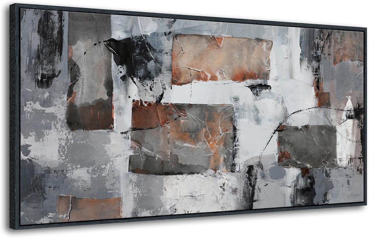 Pogusmavi Large Abstract Canvas Wall Art – Gray & Black 29×58IN