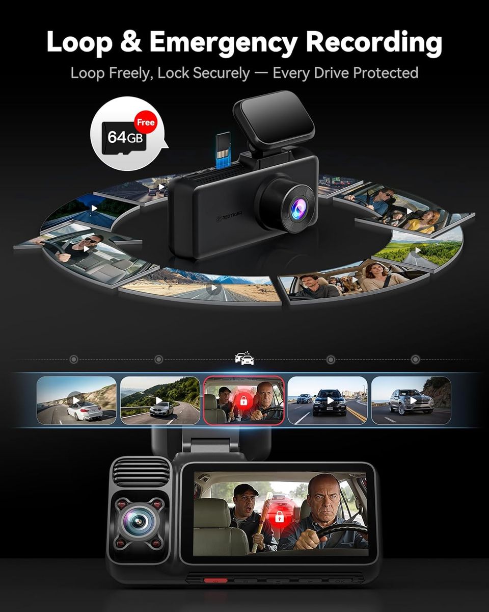 REDTIGER F17 4K 3-Channel Dash Cam: Ultimate Road Safety