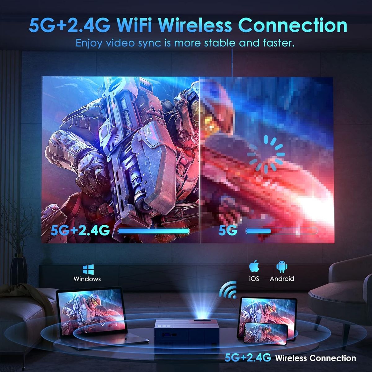 YOWHICK 4K Smart Projector: Netflix & Dolby Audio