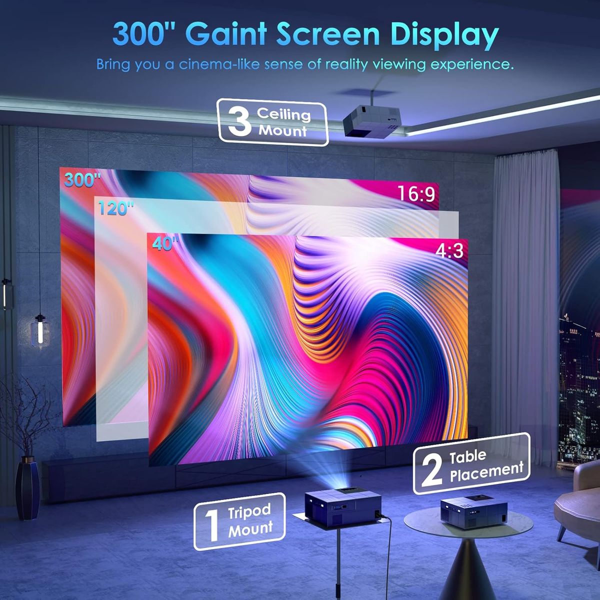 YOWHICK 4K Smart Projector: Netflix & Dolby Audio