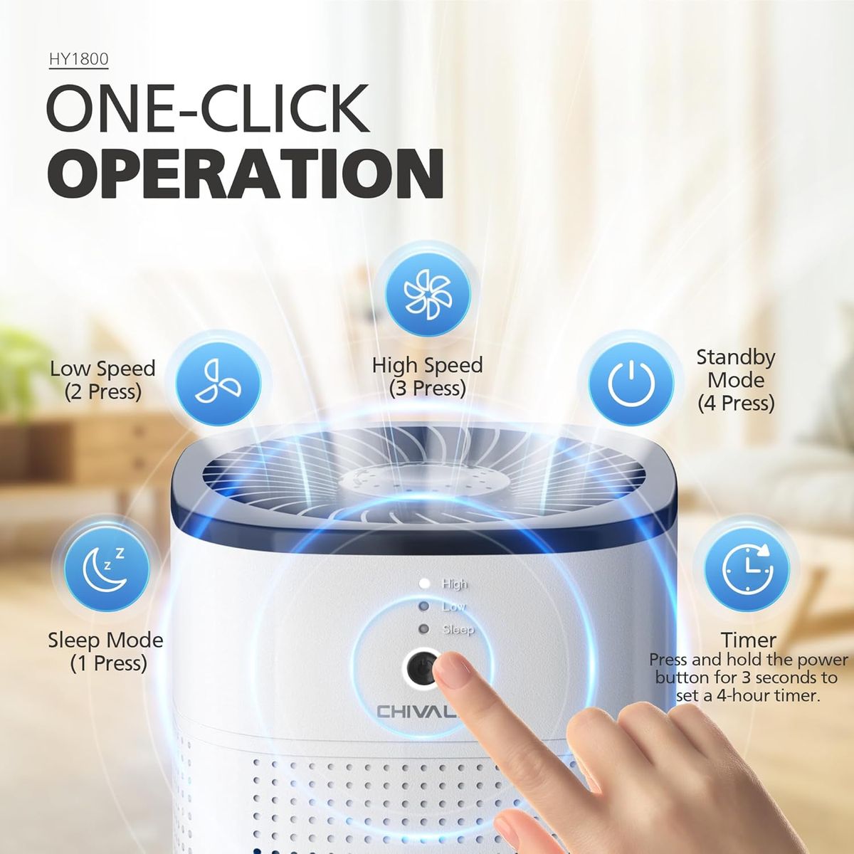 Breathe Smarter: CHIVALZ 1800 Air Purifier for Home Bedroom
