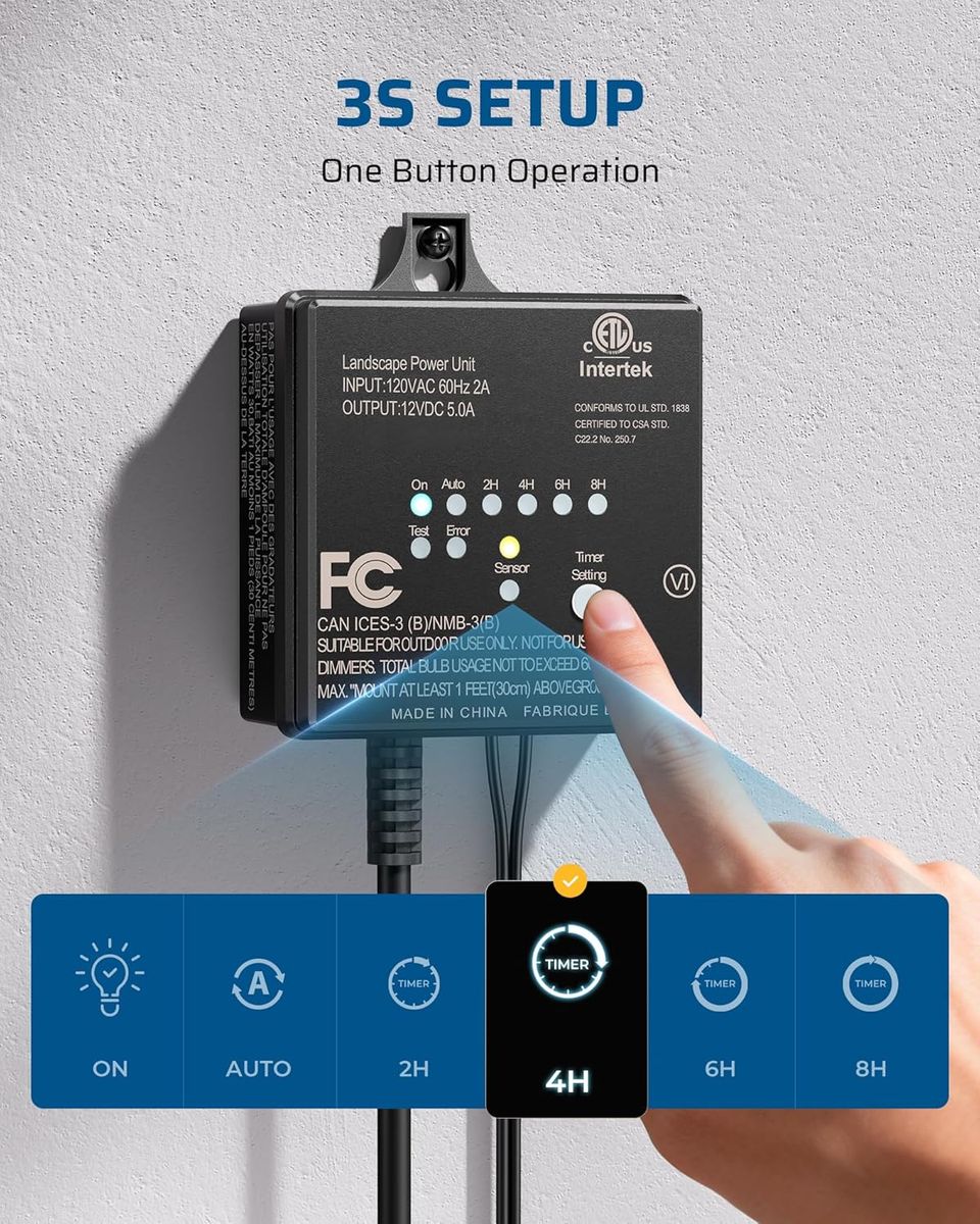 DEWENWILS 60W Low Voltage Transformer: Smart Outdoor Lighting