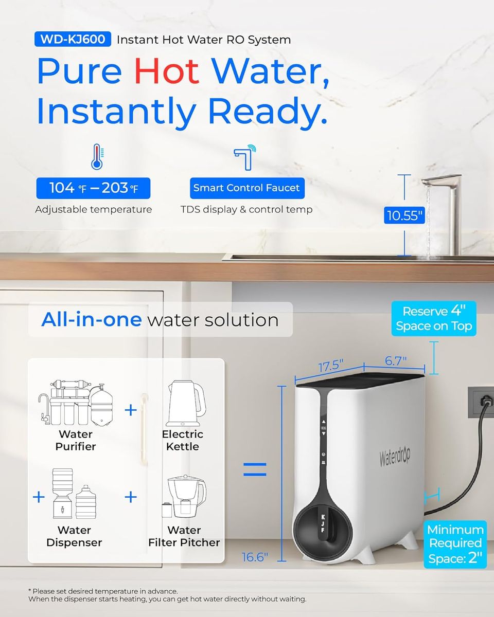 Waterdrop KJ600: Tankless RO System & Instant Hot Water