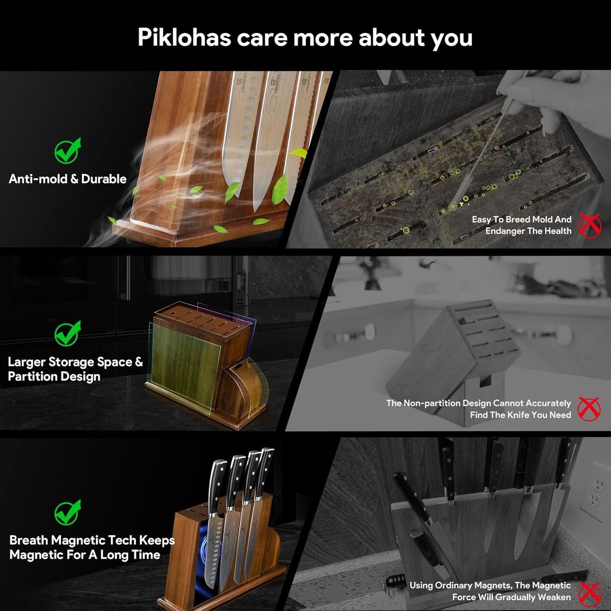 Piklohas 17-Piece Damascus Knife Set with Magnetic Holder