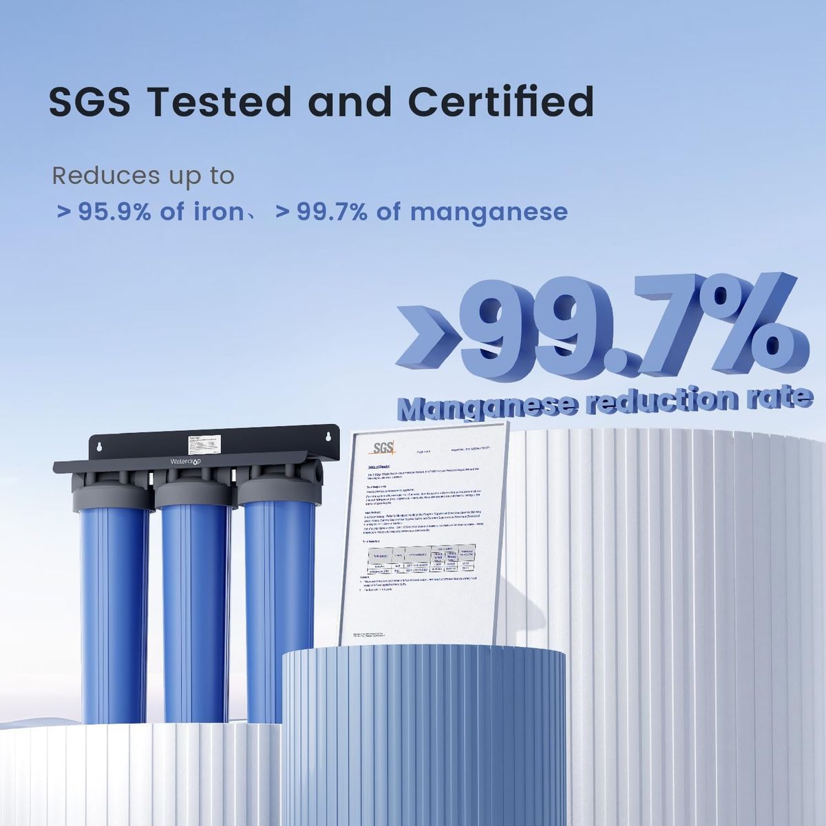 Waterdrop WHF3T-FG Whole House Filter: 7-Stage, Reduces Iron & Manganese