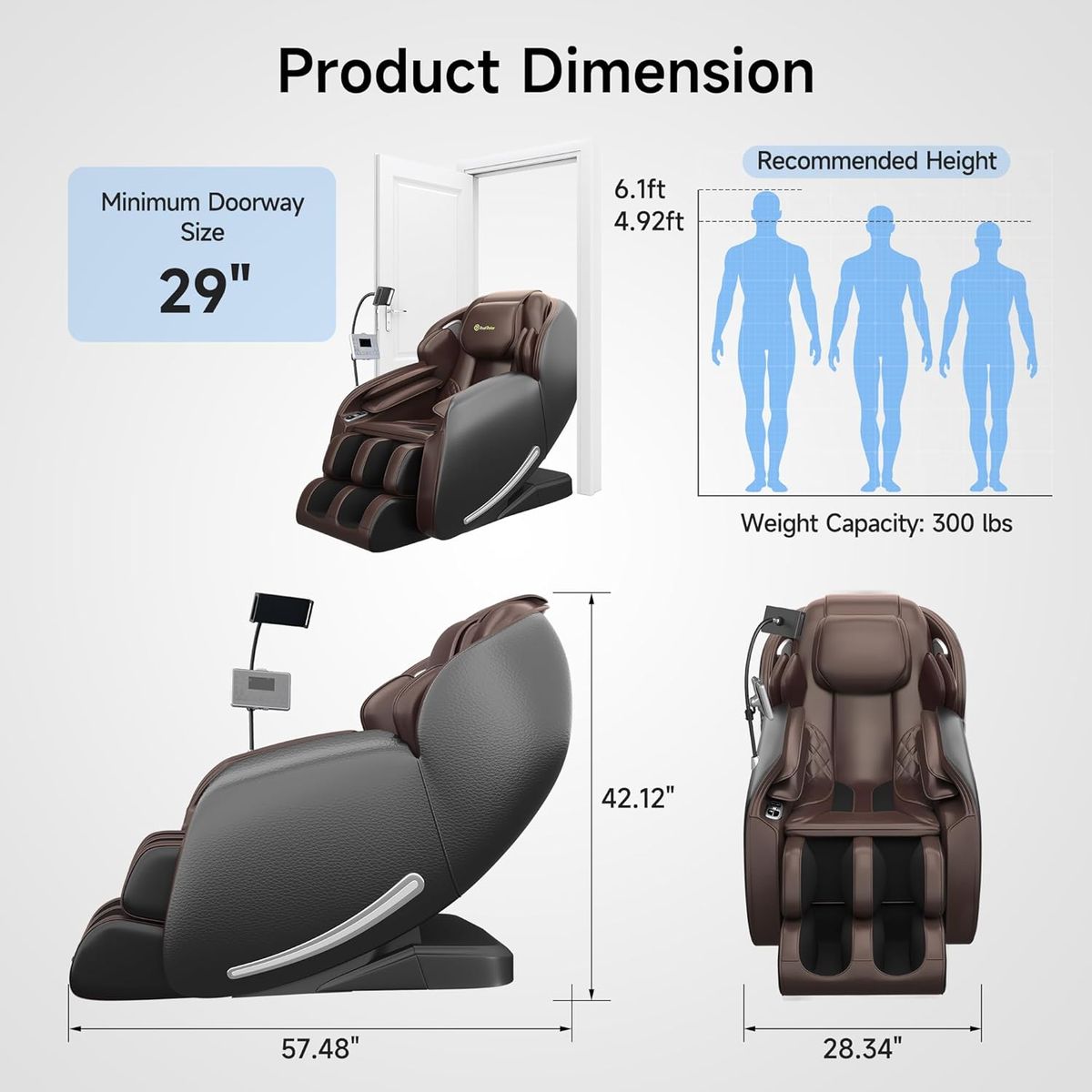 RealRelax Favor-06 3D Massage Chair - Brown: Experience True Relaxation