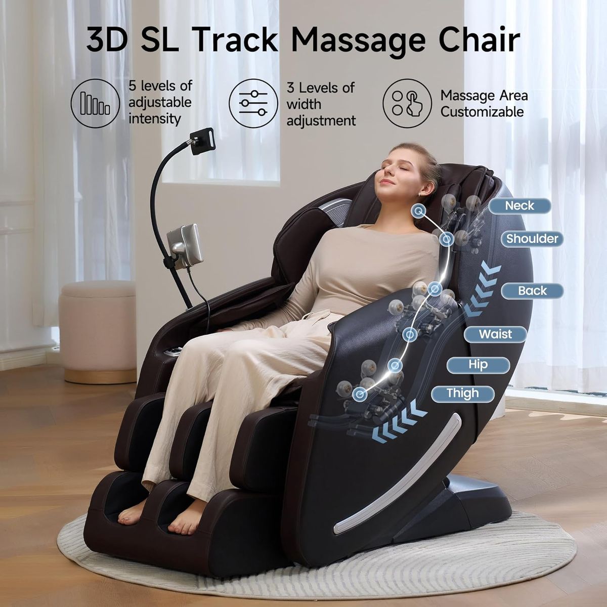 RealRelax Favor-06 3D Massage Chair - Brown: Experience True Relaxation