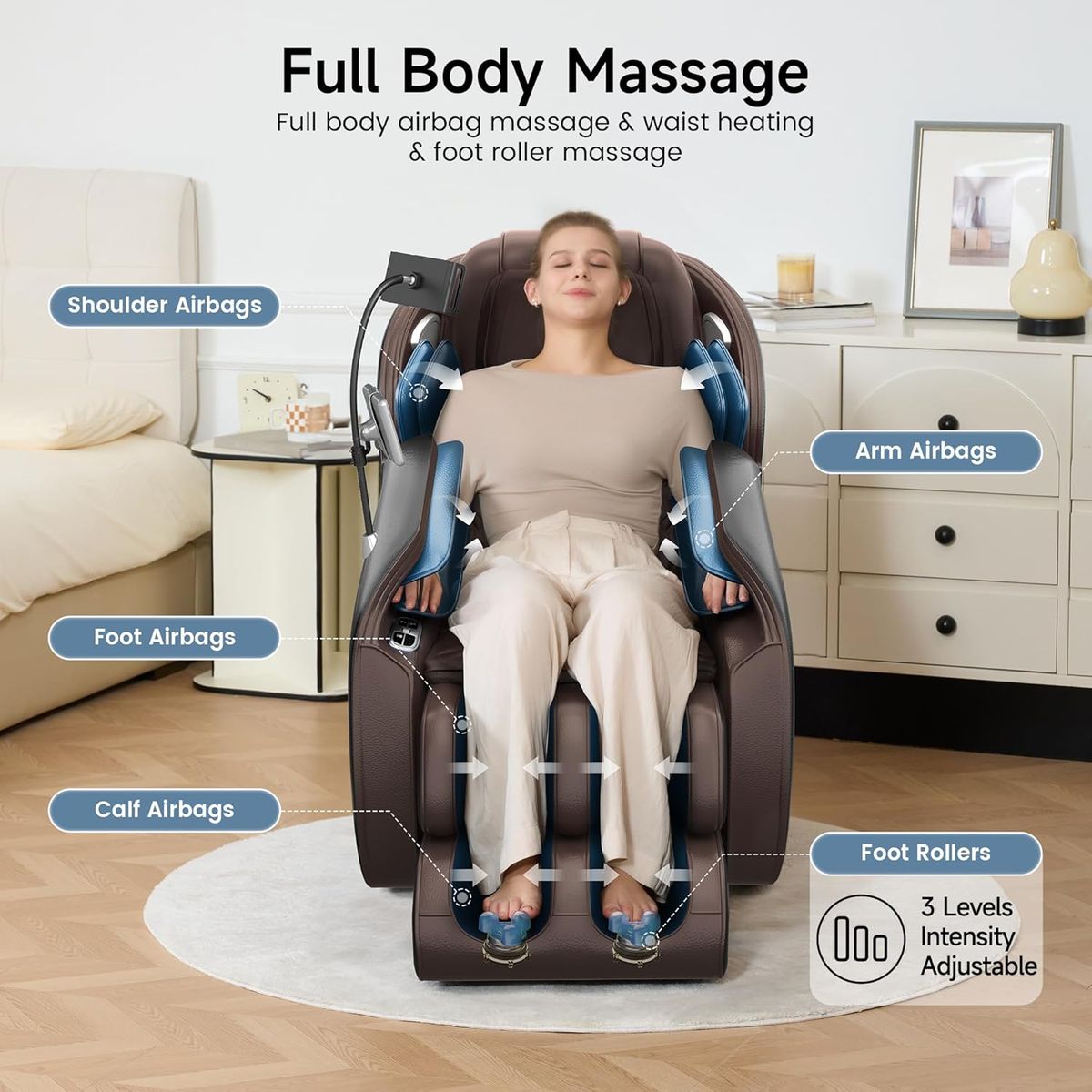 RealRelax Favor-06 3D Massage Chair - Brown: Experience True Relaxation
