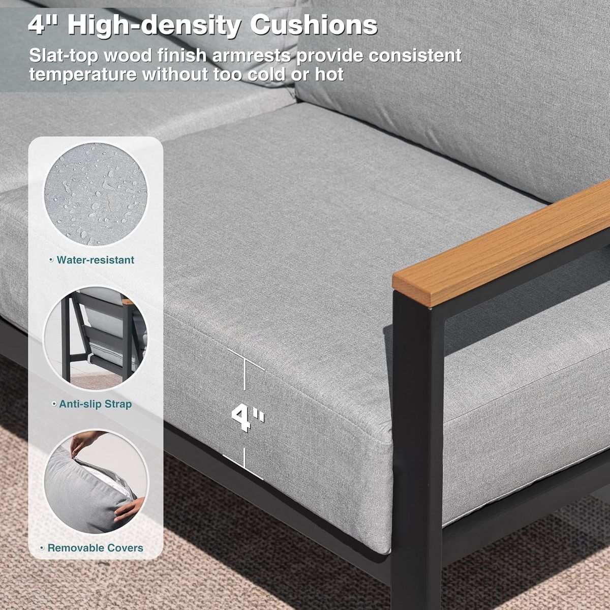 COMLAX FIELD 4-Piece Patio Conversation Set with Coffee Table