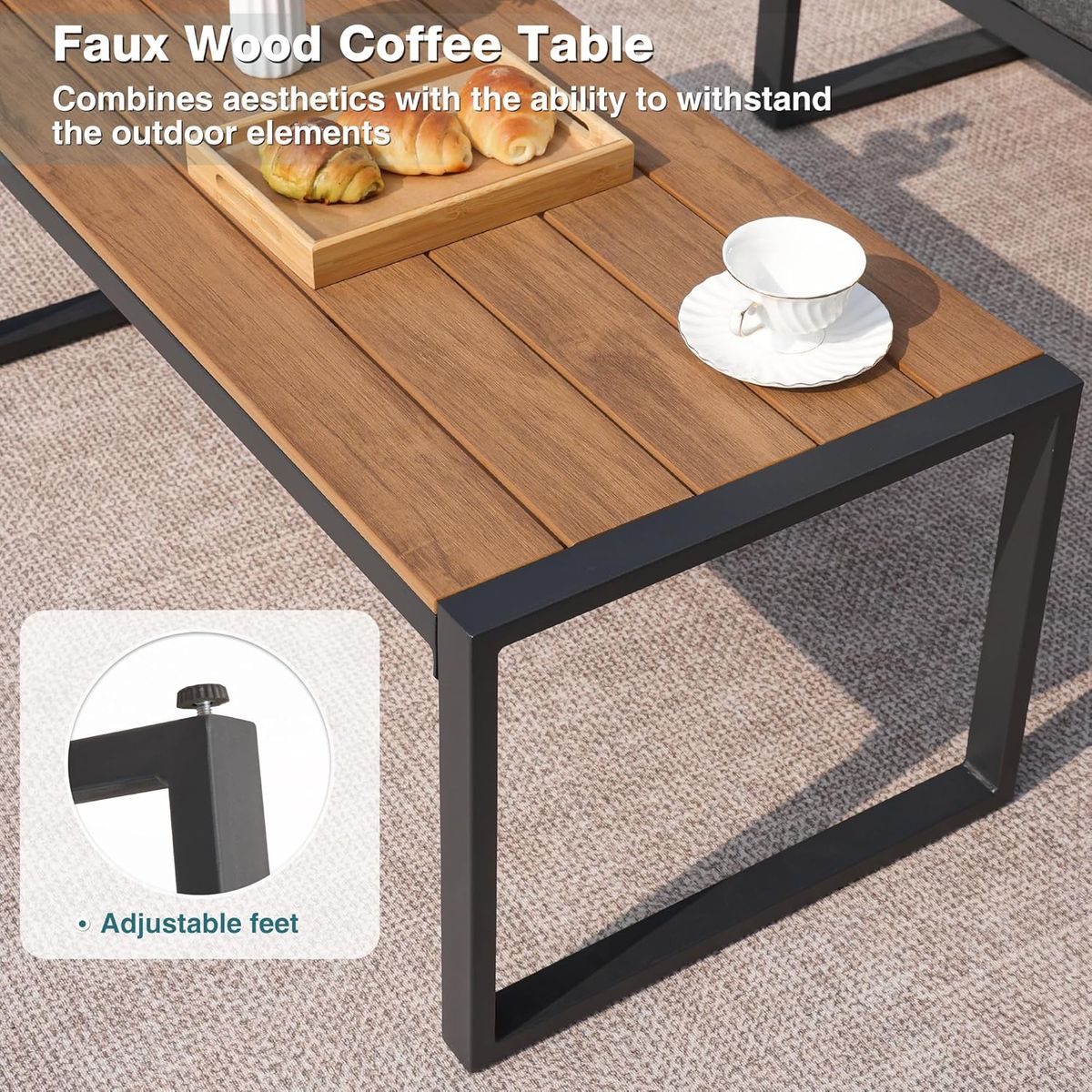 COMLAX FIELD 4-Piece Patio Conversation Set with Coffee Table
