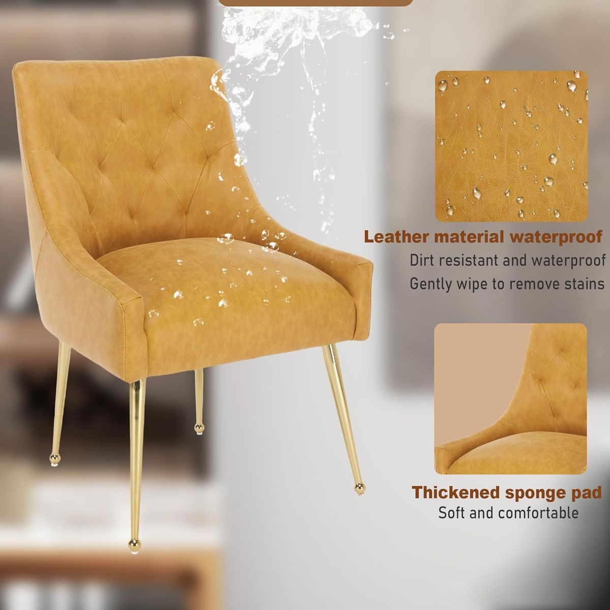 SEYNAR Dining Chairs Set of 2 – Gold Leg Luxury Accent