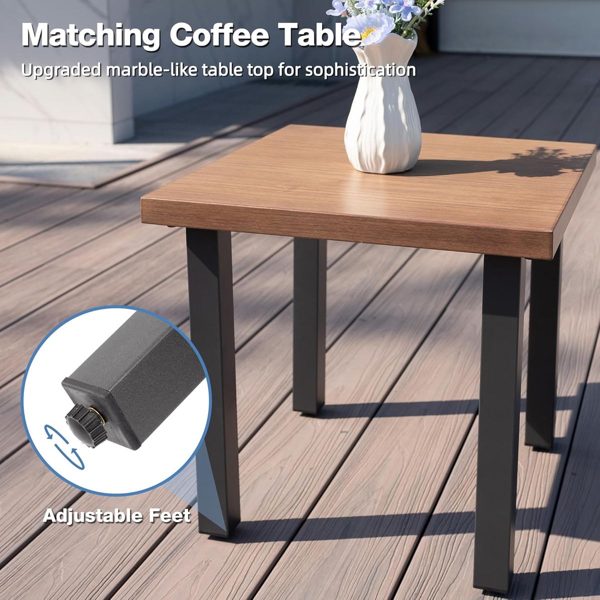 COMLAX FIELD 3-Piece Swivel Rocking Bistro Set with Coffee Table