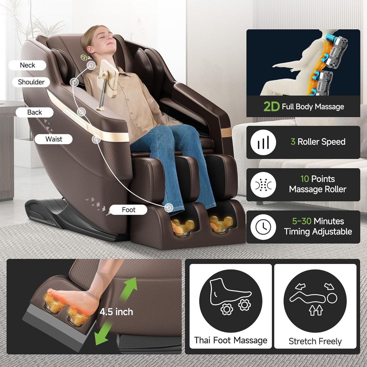 RealRelax BS02 2D Massage Chair – Brown: Your Daily Escape