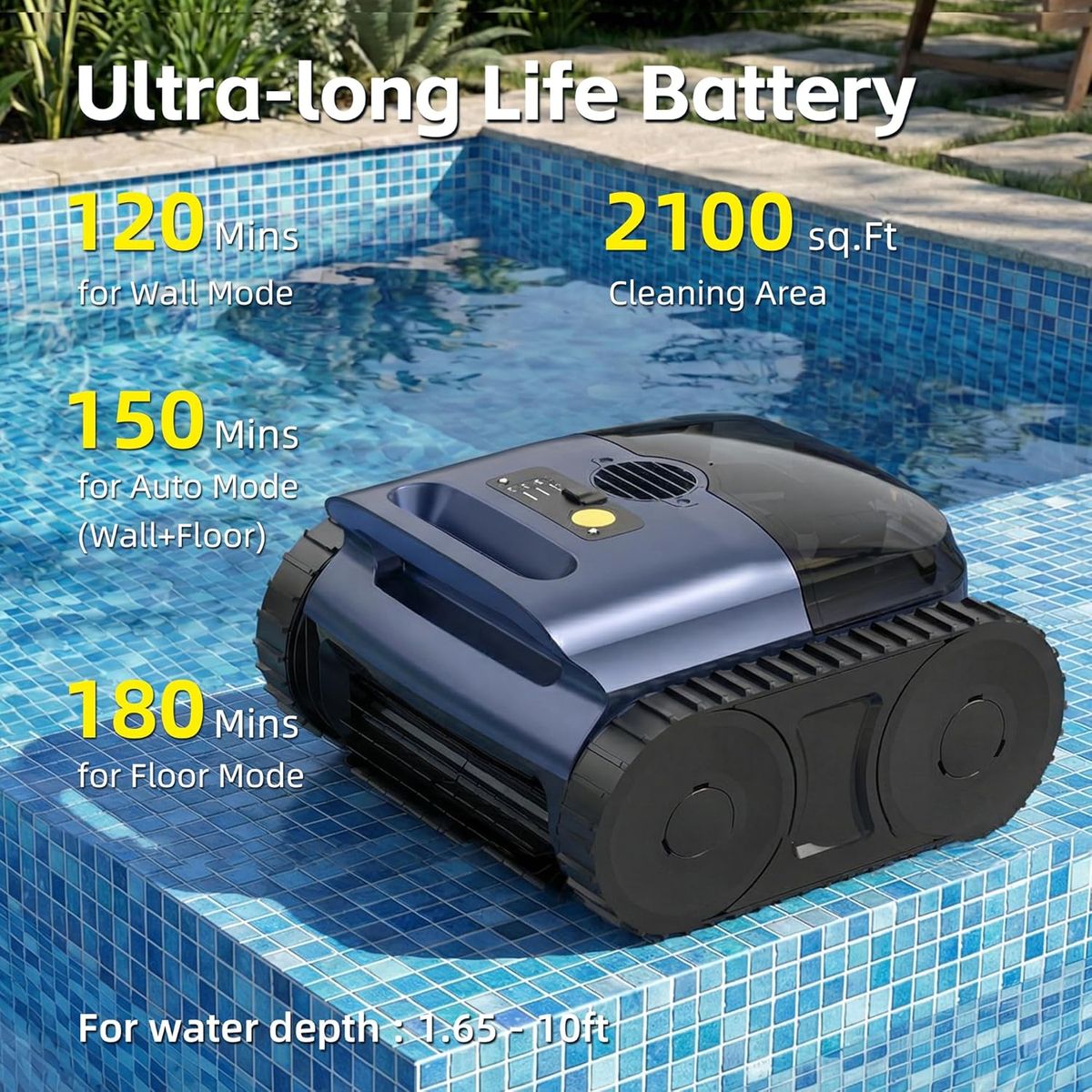 ABNEMEN Cordless Pool Robot – Smart Navigation & Self-Parking