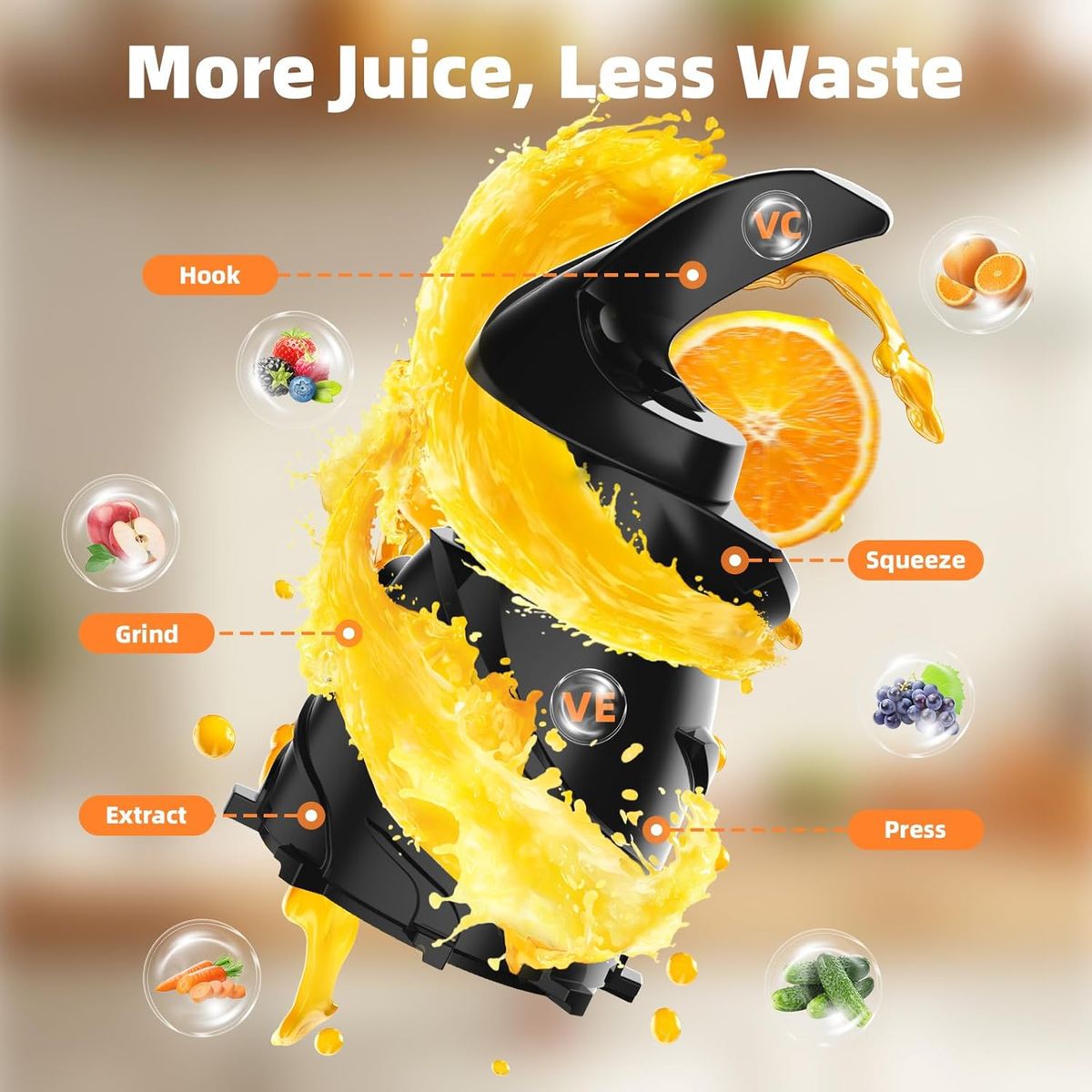 Godspeeds Juicer: Whole Fruit Cold Press with Large Feed Chute