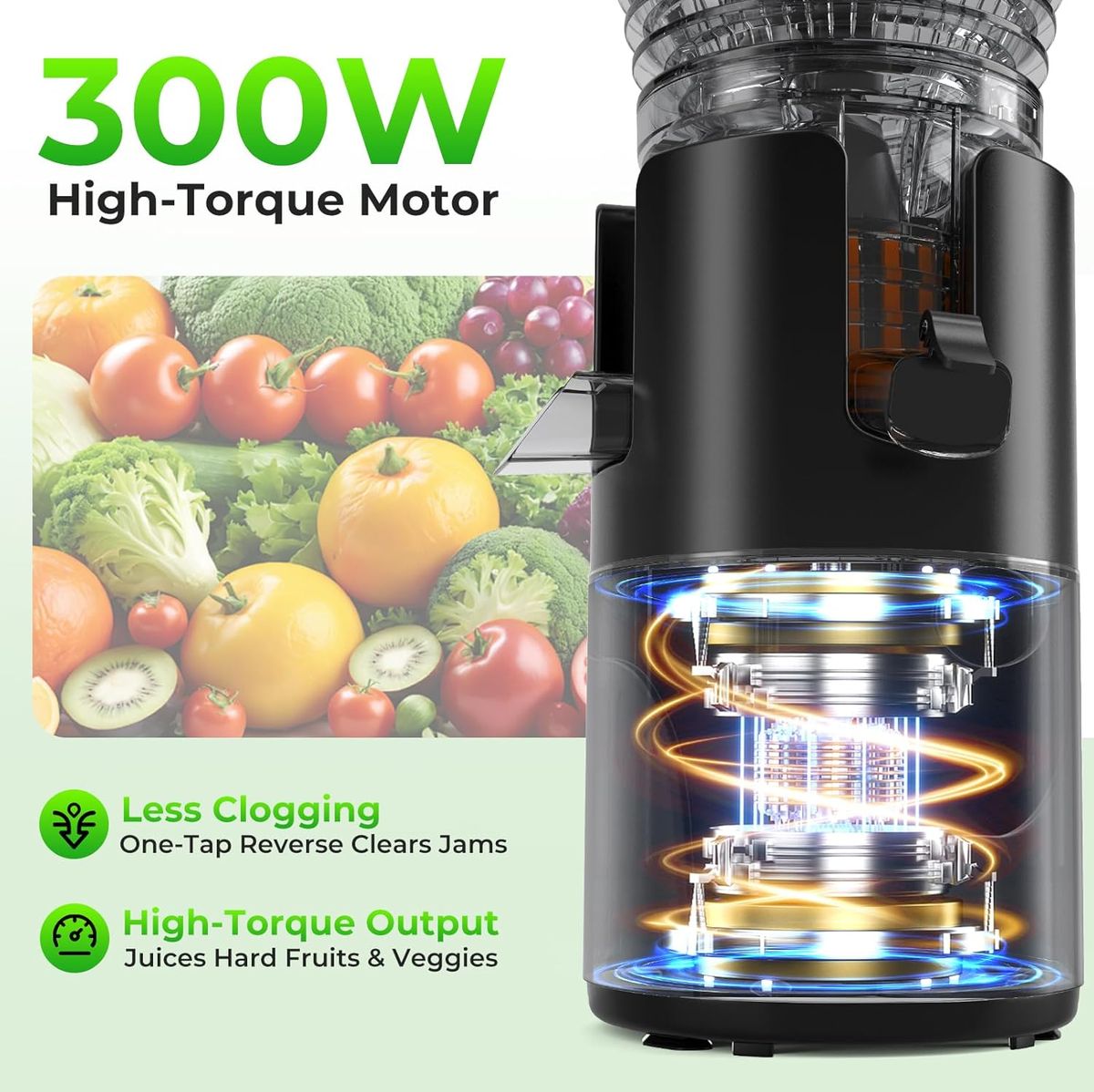 Godspeeds Juicer: Whole Fruit Cold Press with Large Feed Chute