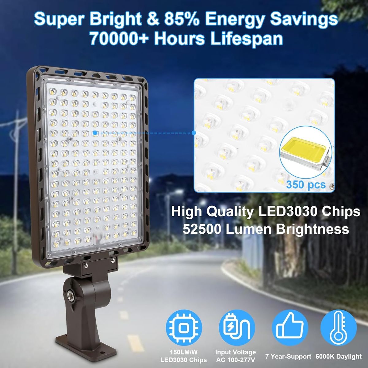 BIRITALO 350W LED Parking Lot Light: Ultra-Bright & Durable