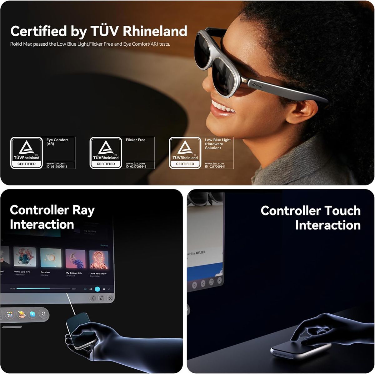 Rokid AR Spatial Video Glasses with 3-Screen Display