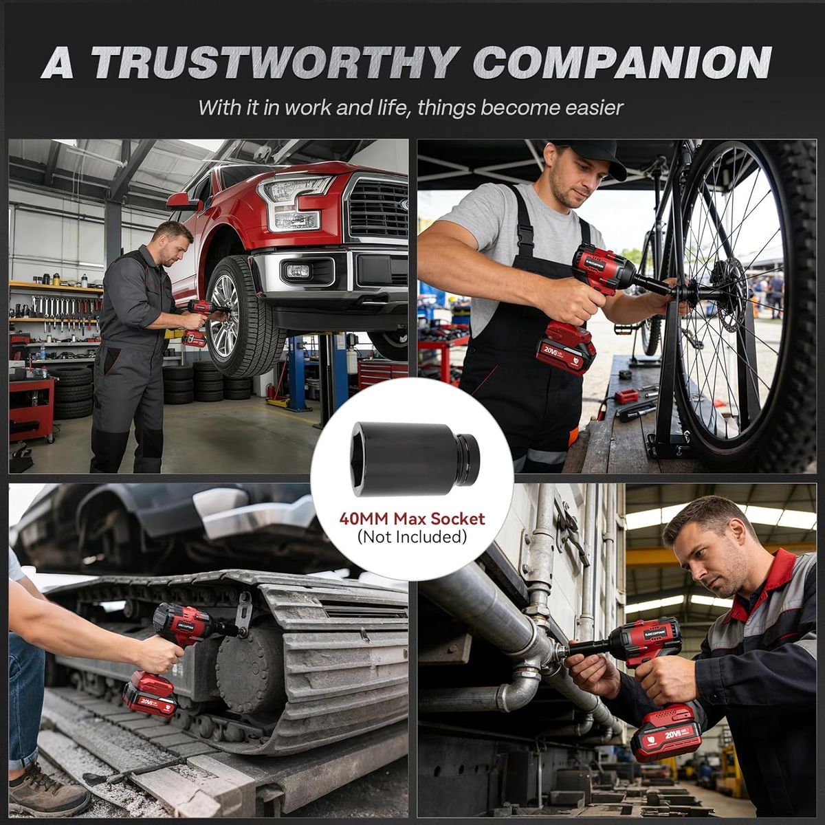 Arccaptain 1500N.m Cordless Impact Wrench for Heavy Trucks