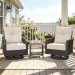 COMLAX FIELD Wicker Swivel Rocker Chairs with Side Table