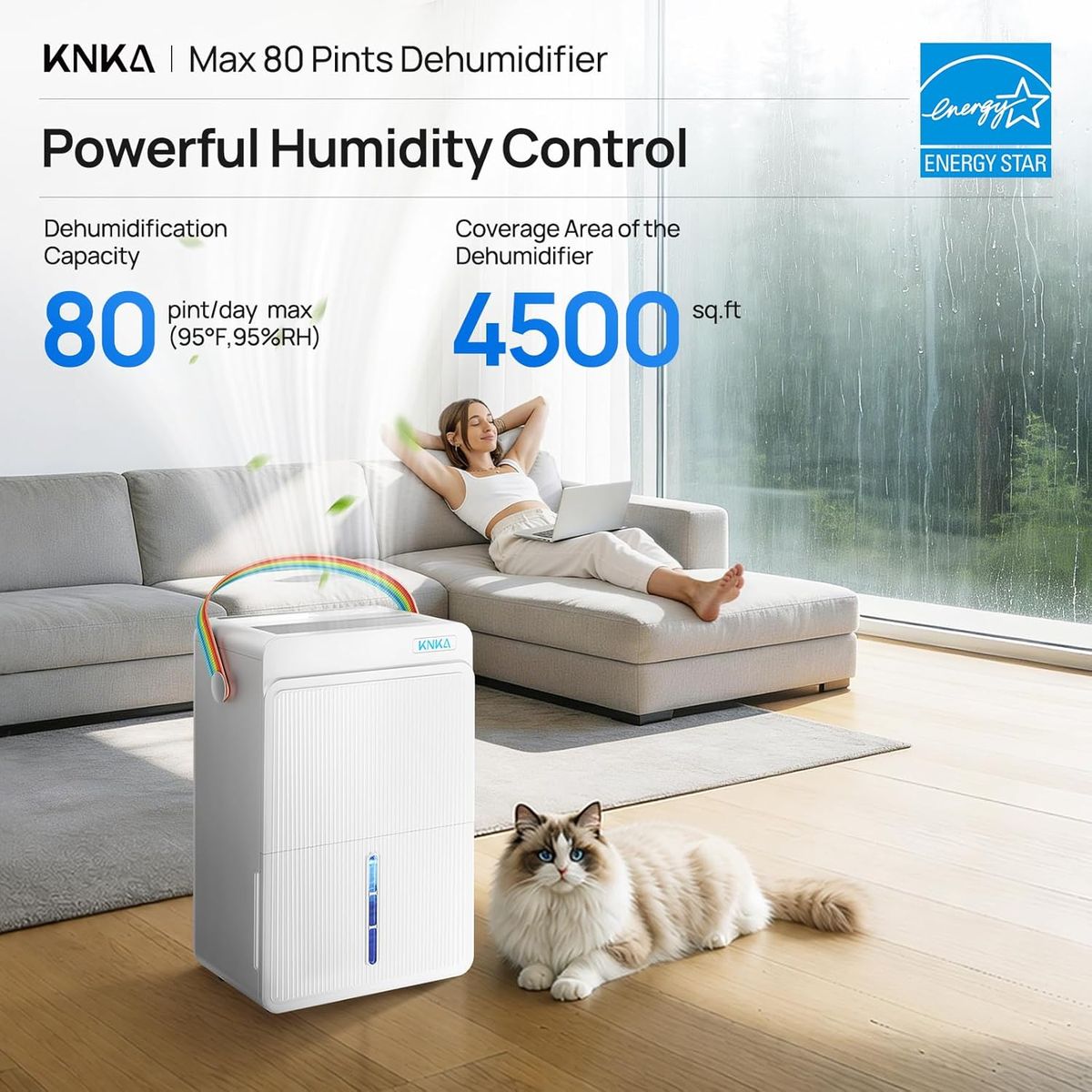 KNKA Max 80 Pints Dehumidifier – Powerful & Efficient