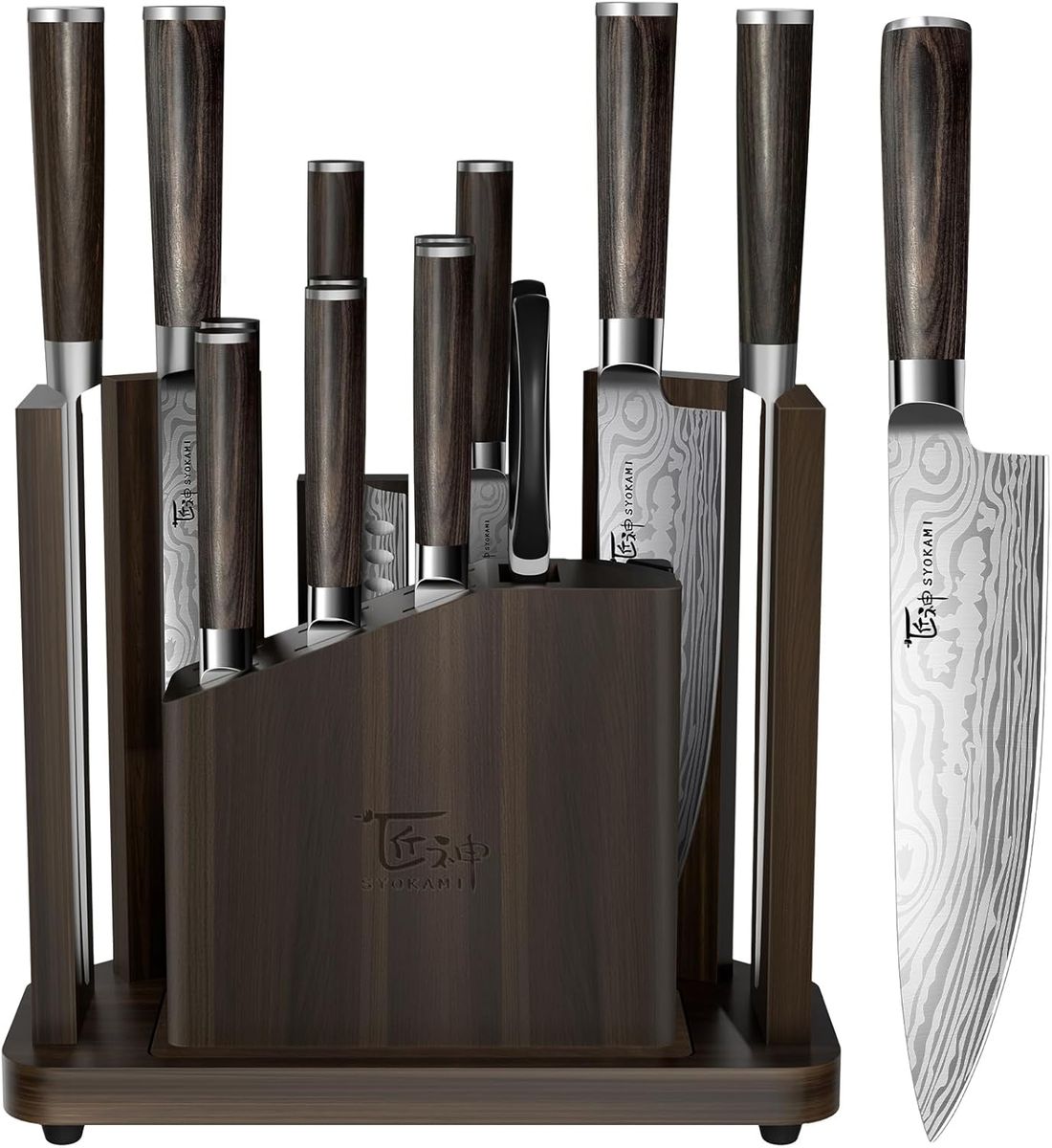 SYOKAMI 15-Piece Knife Set with Magnetic Block & Sharpener