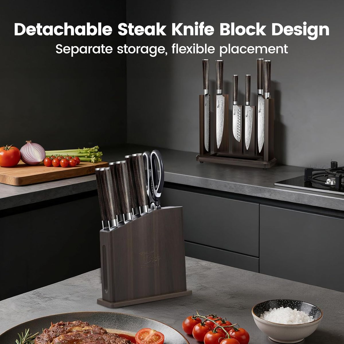 SYOKAMI 15-Piece Knife Set with Magnetic Block & Sharpener