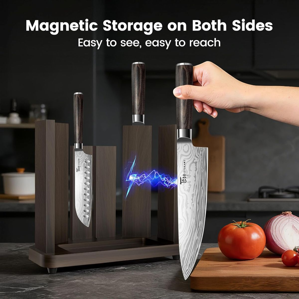 SYOKAMI 15-Piece Knife Set: New 2026 Damascus, Magnetic Block