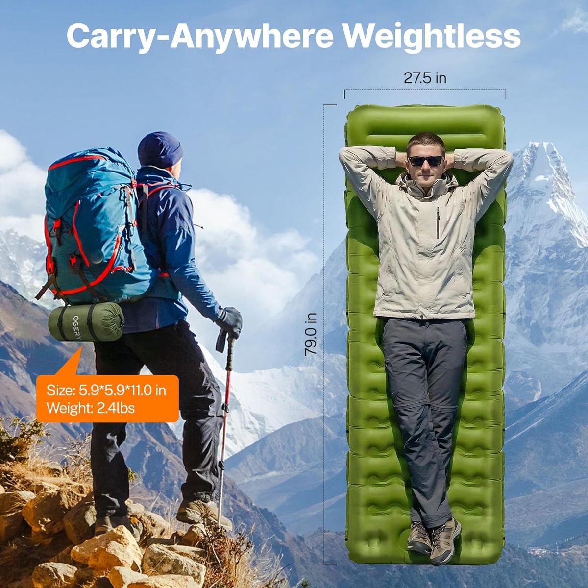 OGERY Ultralight Sleeping Pad & Camping Lights by OGERY-Outdoors