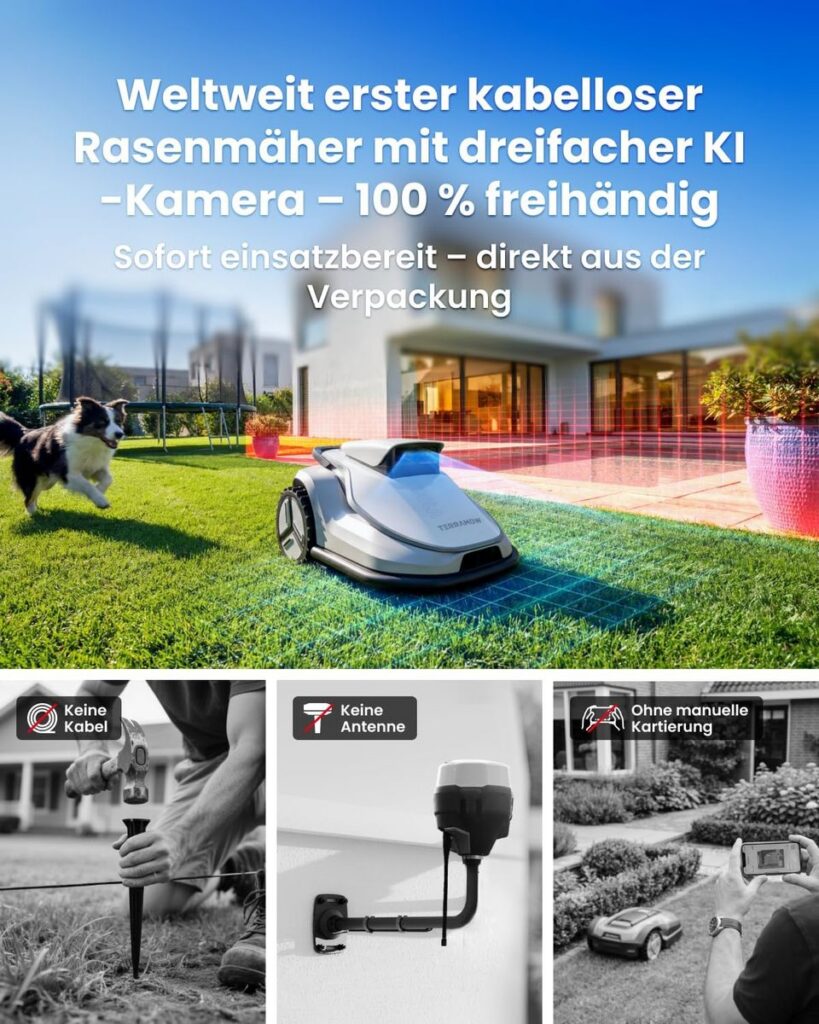 TerraMow V600: Kabelloser Mähroboter mit Tri-AI-Vision