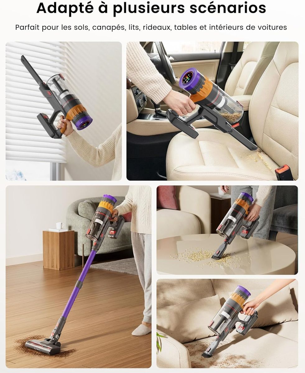 Lefant Aspirateur-balai sans fil 40KPA : Puissance et Autonomie