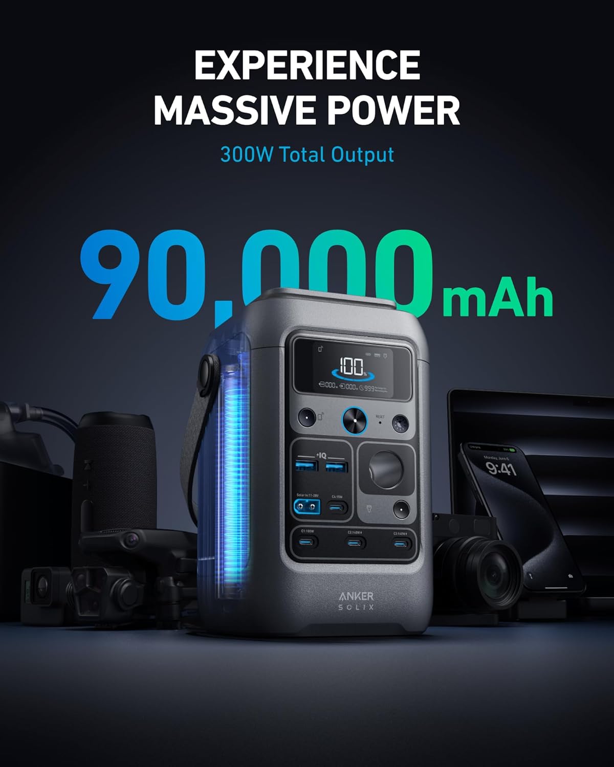 Anker SOLIX C300 DC Power Station + 60W Solar Panel