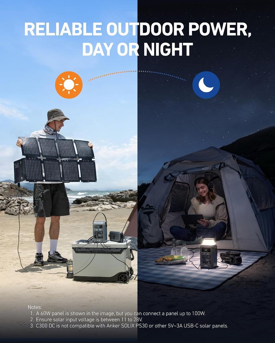 Anker SOLIX C300 DC Power Station + 60W Solar Panel