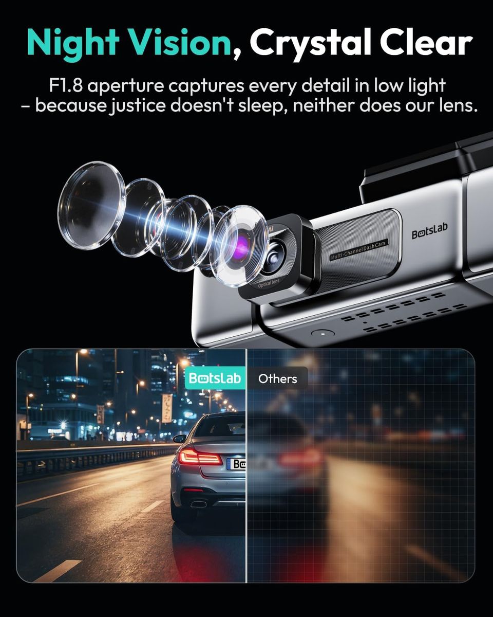 BOTSLAB 3K 4-Channel Dash Cam: 360° All-Around View
