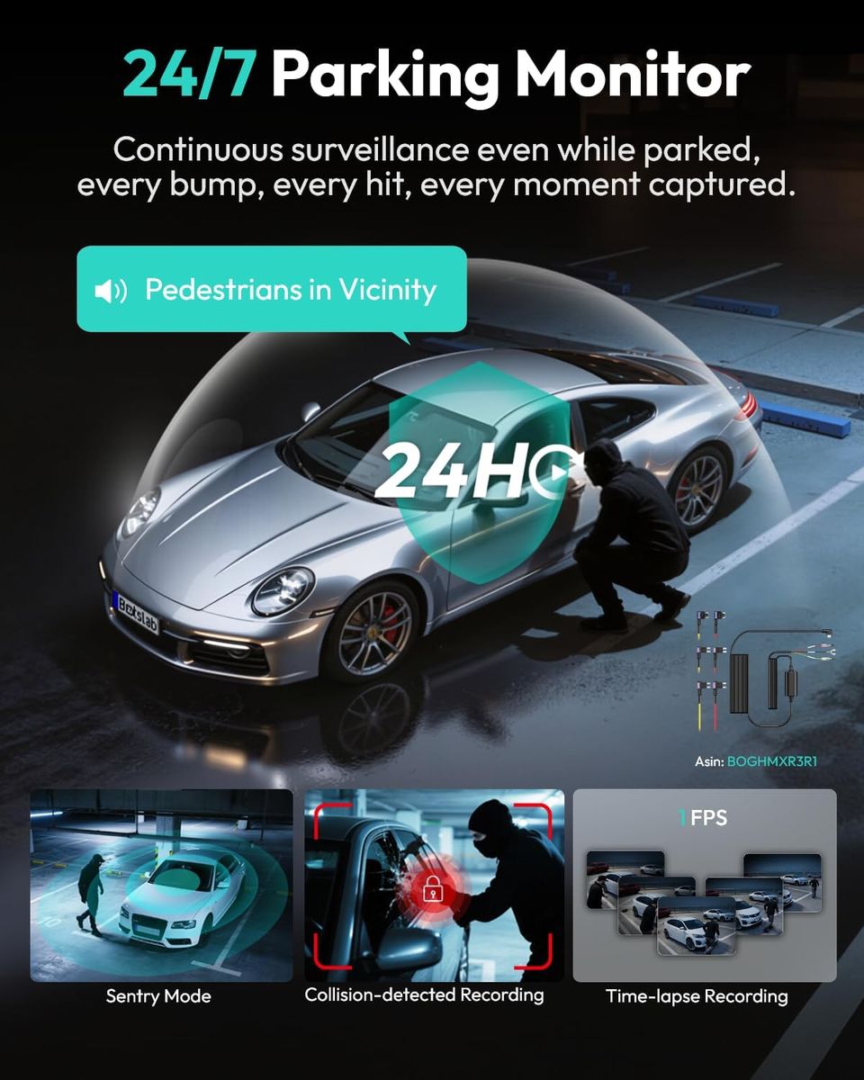 BOTSLAB 3K 4-Channel Dash Cam: 360° All-Around View