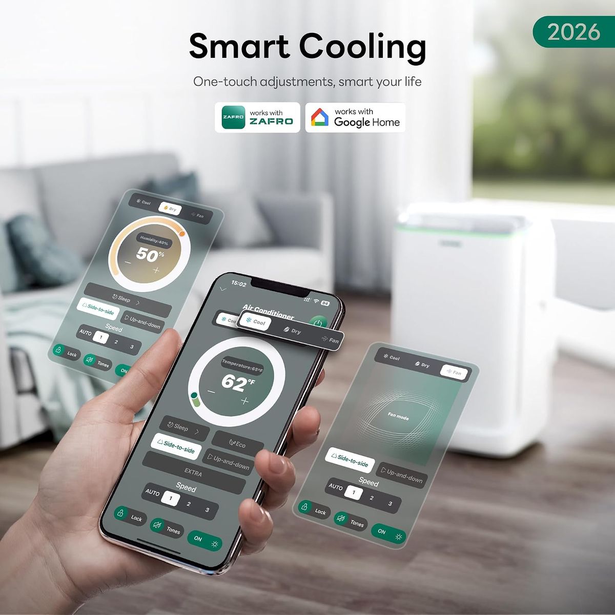 ZAFRO Smart Inverter 16000 BTU Dual Hose Portable AC
