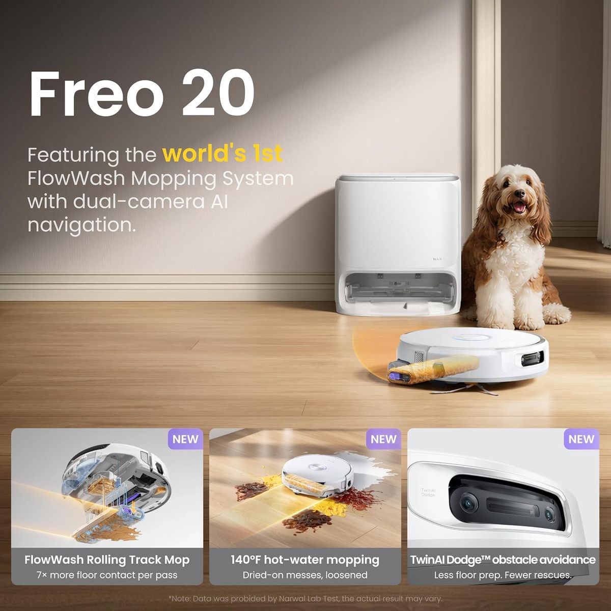 NARWAL Freo 20 Robot Vacuum and Mop: 31000 Pa of Pure Power