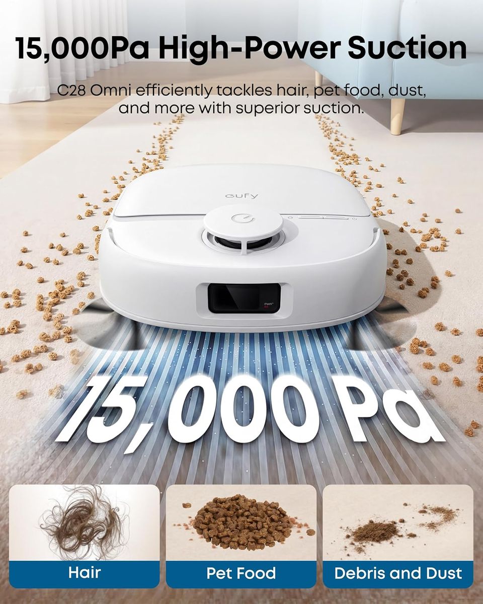 eufy C28 Robot Vacuum and Mop Combo: 15,000 Pa Power